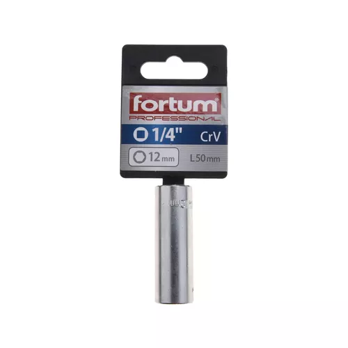 Hlavice nástrčná prodloužena 1/4', 12mm, l 50mm FORTUM 4701525