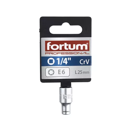 Hlavice nástrčná vnitřní torx 1/4", e 6, l 25mm FORTUM 4701706