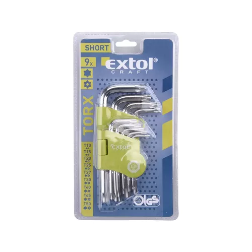 L-klíče torx, sada 9ks, t 10-50, krátké EXTOL CRAFT 66010