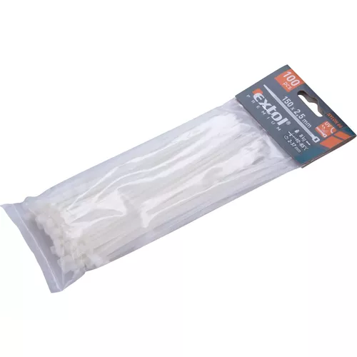 Pásky stahovací na kabely bílé, 150x2,5mm, 100ks, nylon pa66 EXTOL PREMIUM 8856104