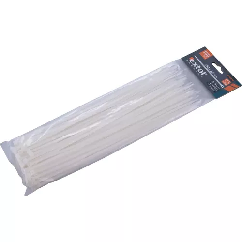 Pásky stahovací na kabely bílé, 280x3,6mm, 100ks, nylon pa66 EXTOL PREMIUM 8856108