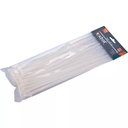 Pásky stahovací na kabely bílé, 250x4,8mm, 100ks, nylon pa66 EXTOL PREMIUM 8856110