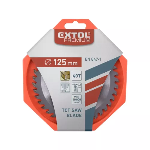 Kotouč pilový s sk plátky, o125x2,2x22,2mm, 40t EXTOL PREMIUM 8803207