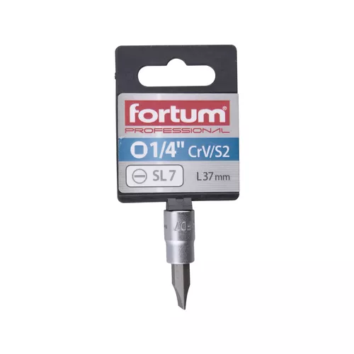 Hlavice zástrčná 1/4" hrot plochý, 7mm, l 37mm FORTUM 4701802
