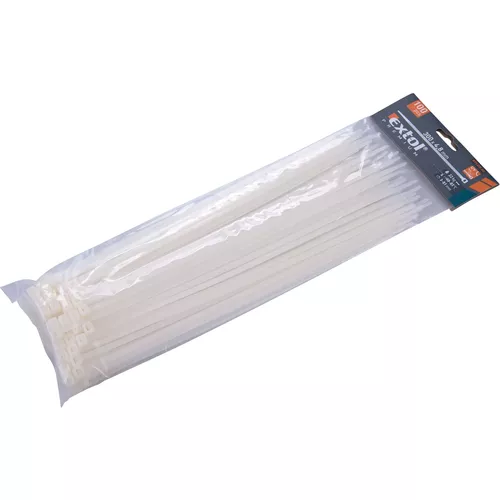 Pásky stahovací na kabely bílé, 300x4,8mm, 100ks, nylon pa66 EXTOL PREMIUM 8856112