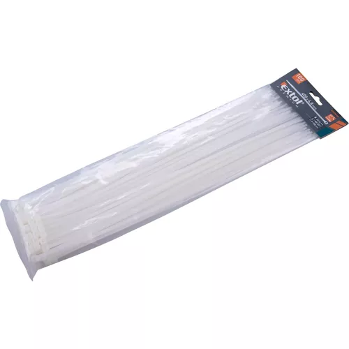 Pásky stahovací na kabely bílé, 400x4,8mm, 100ks, nylon pa66 EXTOL PREMIUM 8856116