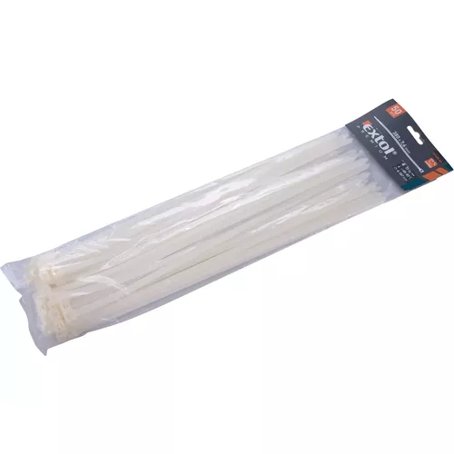 Pásky stahovací na kabely bílé, 380x7,6mm, 50ks, nylon pa66 EXTOL PREMIUM 8856120
