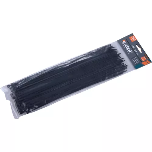 Pásky stahovací na kabely černé, 280x3,6mm, 100ks, nylon pa66 EXTOL PREMIUM 8856158