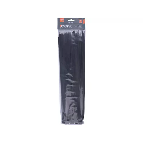 Pásky stahovací na kabely černé, 400x4,8mm, 100ks, nylon pa66 EXTOL PREMIUM 8856166
