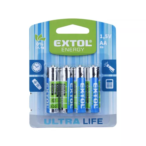 Baterie zink-chloridové, 4ks, 1,5v aa (r6) EXTOL ENERGY 42001