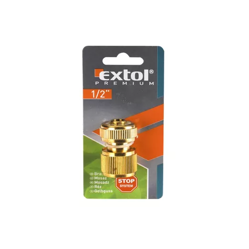 Rychlospojka na hadici, 1/2", stop ventil, mosaz EXTOL PREMIUM 8876002