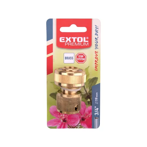 Rychlospojka na hadici, 3/4", stop ventil, mosaz EXTOL PREMIUM 8876004