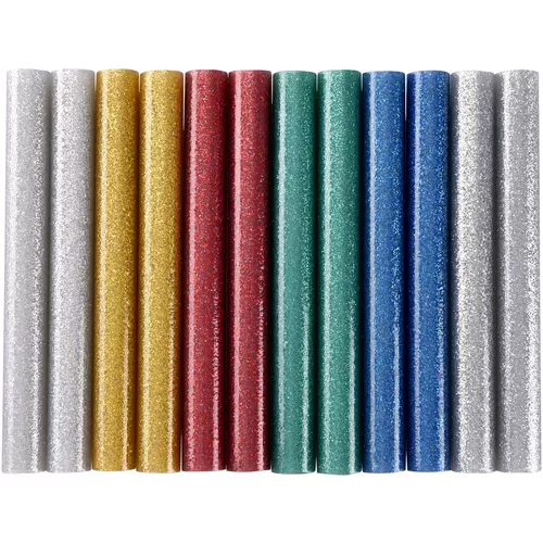 Tyčinky tavné, mix barev se třpytem (glitter), pr.11x100mm, 12ks EXTOL CRAFT 9911