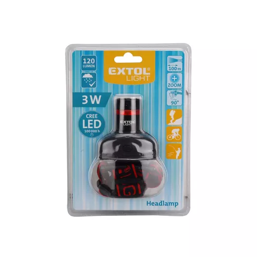 Čelovka 120lm cree, 3w cree led, hliník a abs plast EXTOL LIGHT 43100