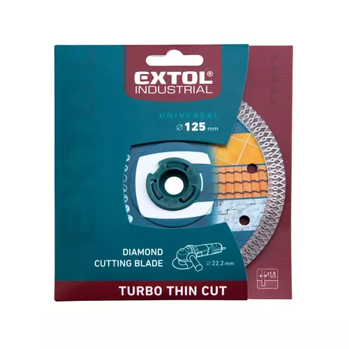 Kotouč diamantový řezný, turbo thin cut, suché i mokré řezání, o 125x22,2x1,5mm EXTOL INDUSTRIAL 8703042