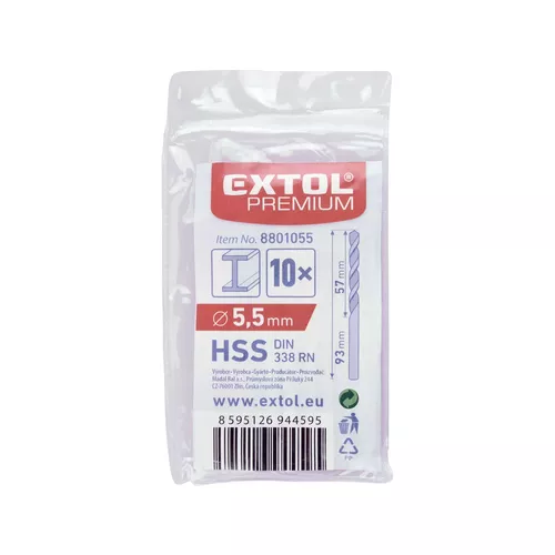 Vrták do kovu hss, bal 10ks, o 5,5mm EXTOL PREMIUM 8801055