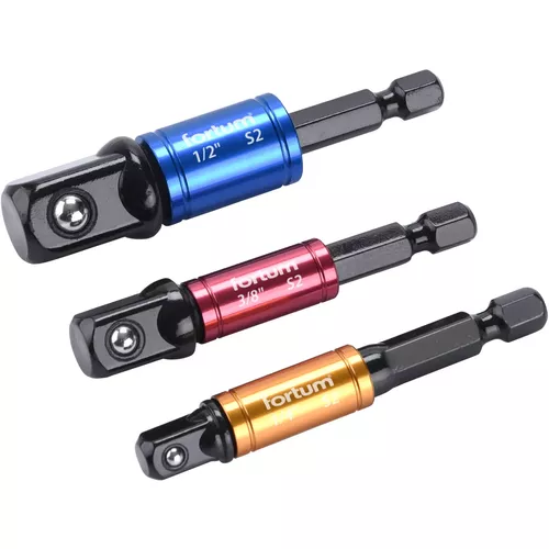 Adaptéry do vrtačky s otoč.úchytem 3ks, 1/4"-3/8"-1/2", s2 FORTUM 4742203