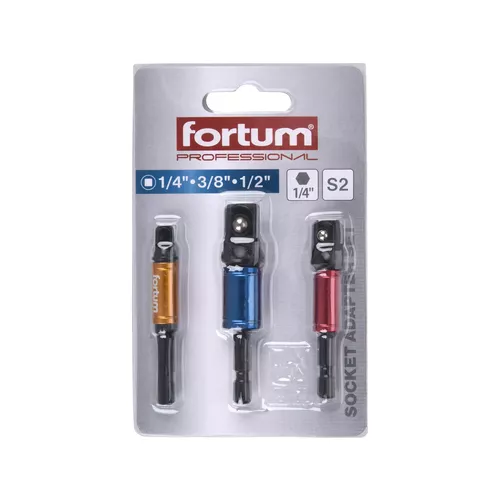 Adaptéry do vrtačky s otoč.úchytem 3ks, 1/4"-3/8"-1/2", s2 FORTUM 4742203