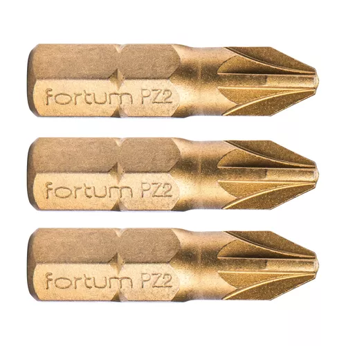 Hrot křížový pozidriv, sada 3ks, pz 2x25mm,titan. úprava, s2 FORTUM 4741372