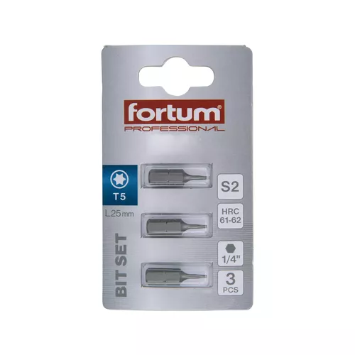 Hrot torx, sada 3ks, t 5x25mm, s2 FORTUM 4741405