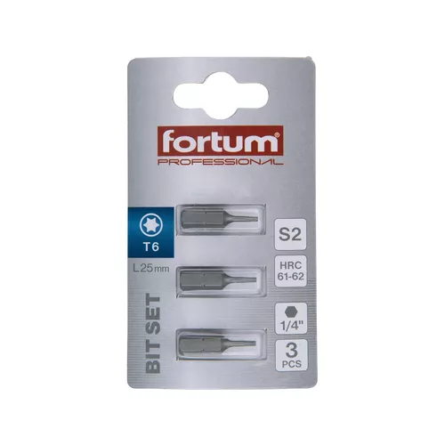 Hrot torx, sada 3ks, t 6x25mm, s2 FORTUM 4741406