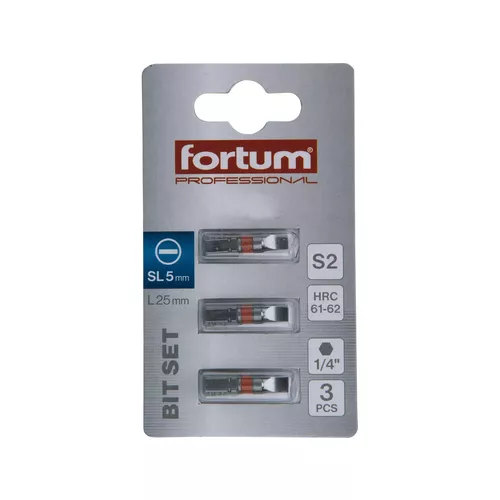 Hrot plochý sada 3ks, 5x25mm, s2 FORTUM 4741105