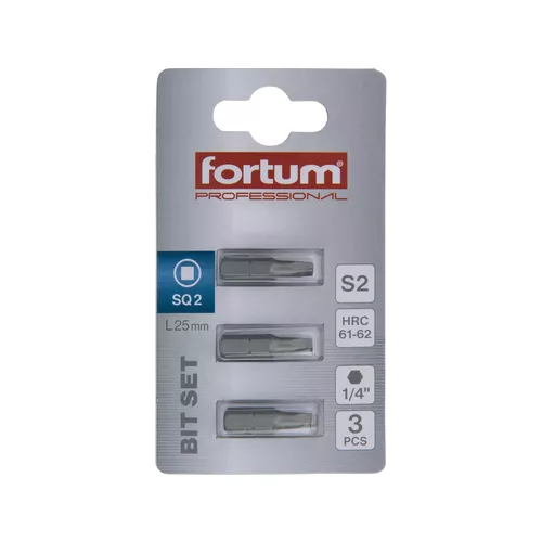 Hrot čtverec sada 3ks, sq 2x25mm, s2 FORTUM 4741602