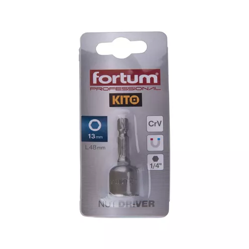 Klíč nástrčný magnetický 1/4" stopka, 13x48mm, crv FORTUM 4741613