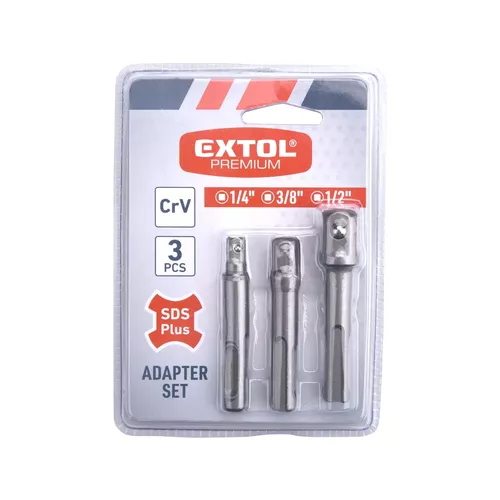 Adaptéry sada 3ks z sds plus na čtyřhran, 1/4'-3/8'-1/2', crv EXTOL PREMIUM 8819695