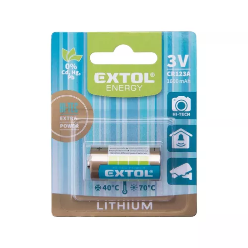 Baterie lithiová, 3v (cr123a), 1600mah EXTOL ENERGY 42030