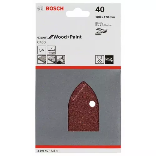 5dílná sada brusných papírů C430 BOSCH 2608607428