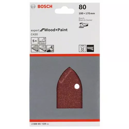 5dílná sada brusných papírů C430 BOSCH 2608607429