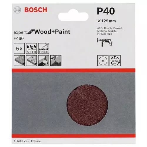 5dílná sada brusných papírů F460  BOSCH 1609200160