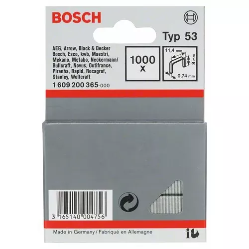 Sponky do sponkovačky z tenkého drátu, typ 53 BOSCH 1609200365