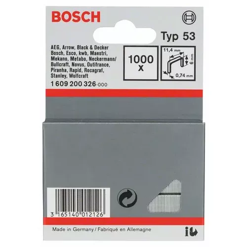 Sponky do sponkovačky z tenkého drátu, typ 53 BOSCH 1609200326