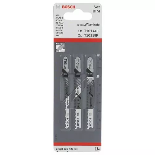 3dílná sada pilových plátků se stopkou T pro práci s laminátem  BOSCH 2608636429