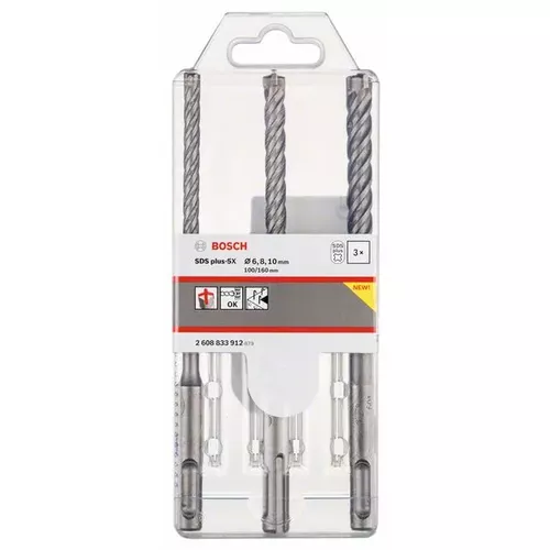 3dílná sada vrtáků do kladiv SDS plus-5X 6/8/10 mm  BOSCH 2608833912
