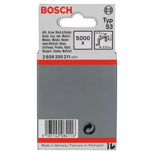 Sponky do sponkovačky z tenkého drátu, typ 53 BOSCH 2609200211