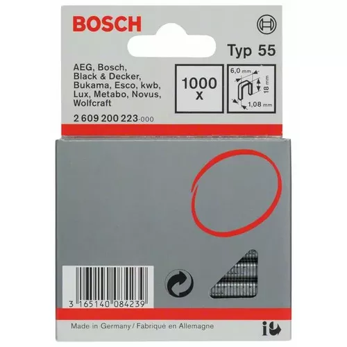 Úzké sponky do sponkovačky, typ 55 BOSCH 2609200223