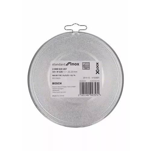 Plochý řezný kotouč Standard for Inox systému X-LOCK, 125×1×22,23 mm  BOSCH 2608619262