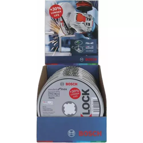 Plochý řezný kotouč Standard for Inox systému X-LOCK, 10×115×1×22,23 mm BOSCH 2608619266