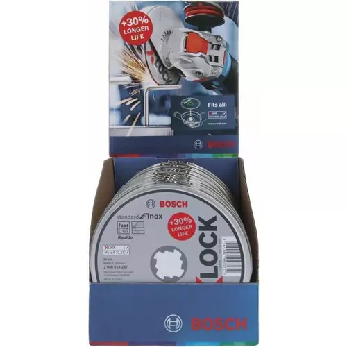 Plochý řezný kotouč Standard for Inox systému X-LOCK, 10×125×1×22,23 mm BOSCH 2608619267