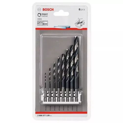 Balení spirálových vrtáků HSS Impact Control 2–10 mm, 8 kusů BOSCH 2608577139