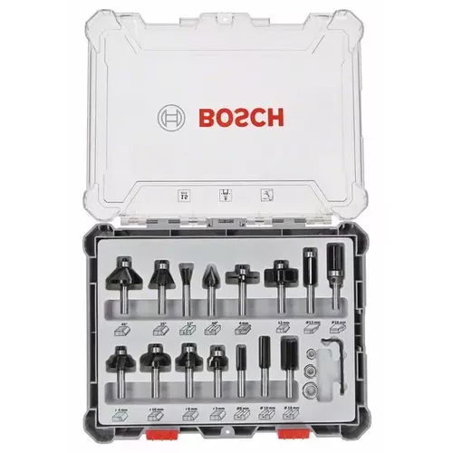 Smíšená sada tvarových fréz s vřetenem Ø 8 mm, 15 ks BOSCH 2607017472