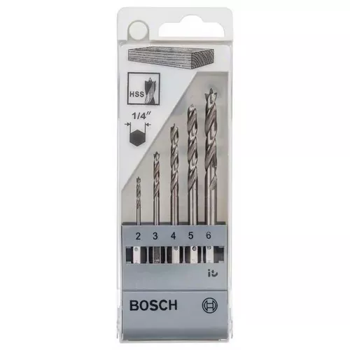 5dílná sada spirálových vrtáků do dřeva se šestihrannou stopkou 2–6 mm  BOSCH 2608595525