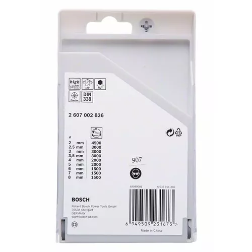 9dílná sada spirálových vrtáků HSS PointTeQ Hex 2–8 mm  BOSCH 2607002826