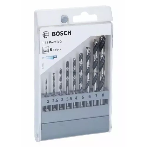 9dílná sada spirálových vrtáků HSS PointTeQ Hex 2–8 mm BOSCH 2607002826