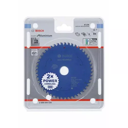 Pilový kotouč Expert for Aluminium pro akumulátorové pily 136×1,6/1×20 T48 BOSCH 2608644535