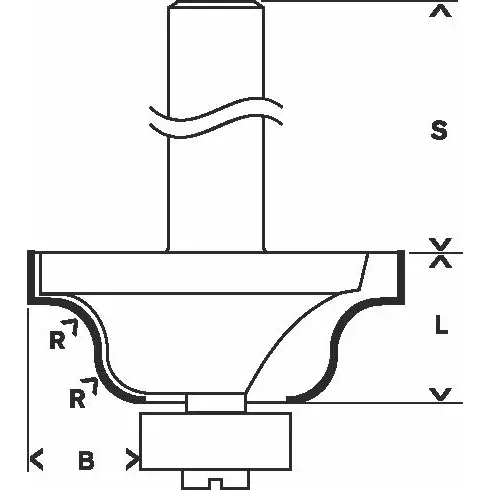 Profilová fréza se stopkou 6 mm, R1 4 mm, D1 28,6 mm, B 8 mm, L 12,4 mm, G 54 mm BOSCH 2608628454