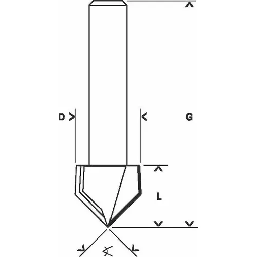 Drážkovací fréza tvaru V, 6 mm, D1 6,35 mm, L 9,2 mm, G 48 mm, 90° BOSCH 2608628445